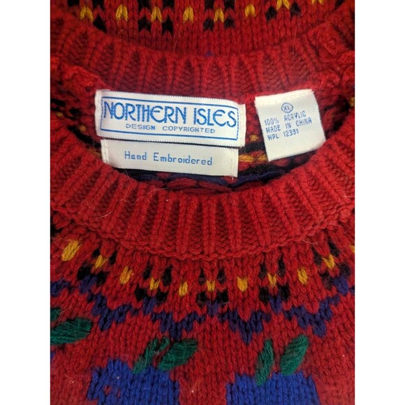 Scottie Terrier Sweater Northern Isles Size XL Vintage 90s Grandma Embroidered - Picture 4 of 6